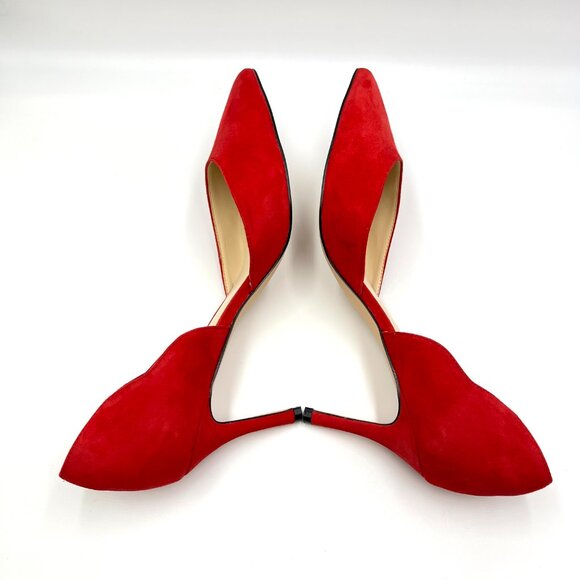 Nine West Womens Size 9.5 Red Suede Leather Pumps Heels Shoes - Picture 8 of 14